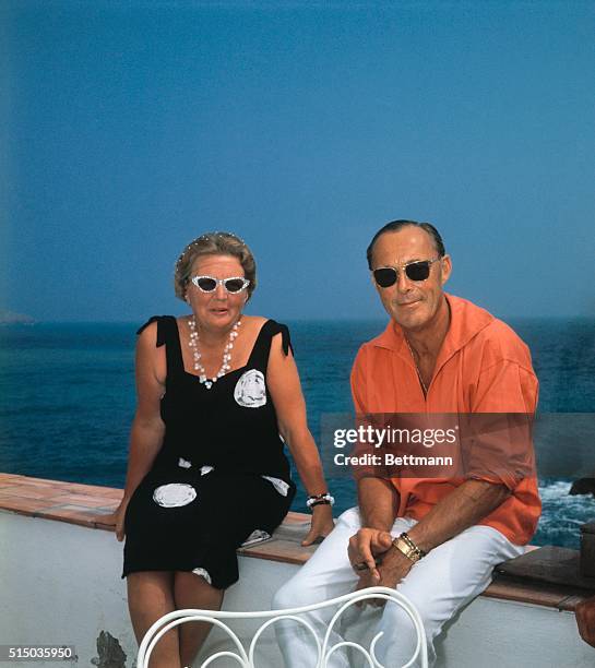 Queen Juliana and Prince Bernhard sit outside their Dutch Royal Villa, "The Happy Elephant," August 5th, where they are vacationing with Princess...