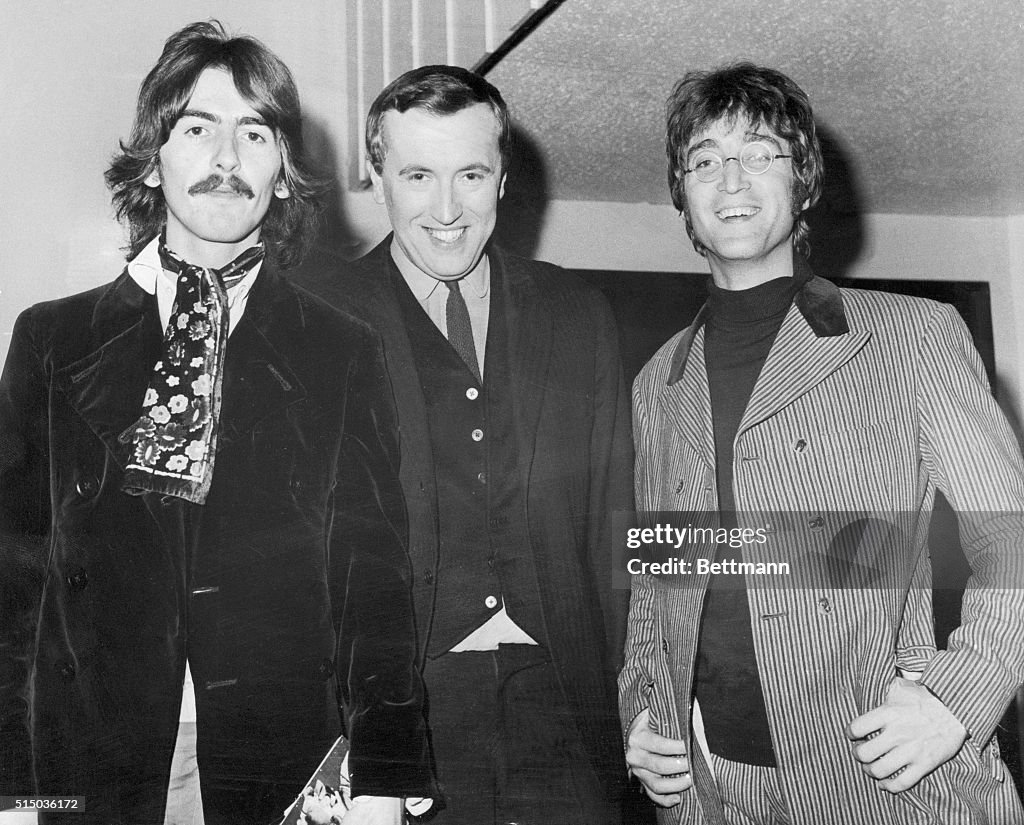David Frost Posing with John Lennon and George Harrison