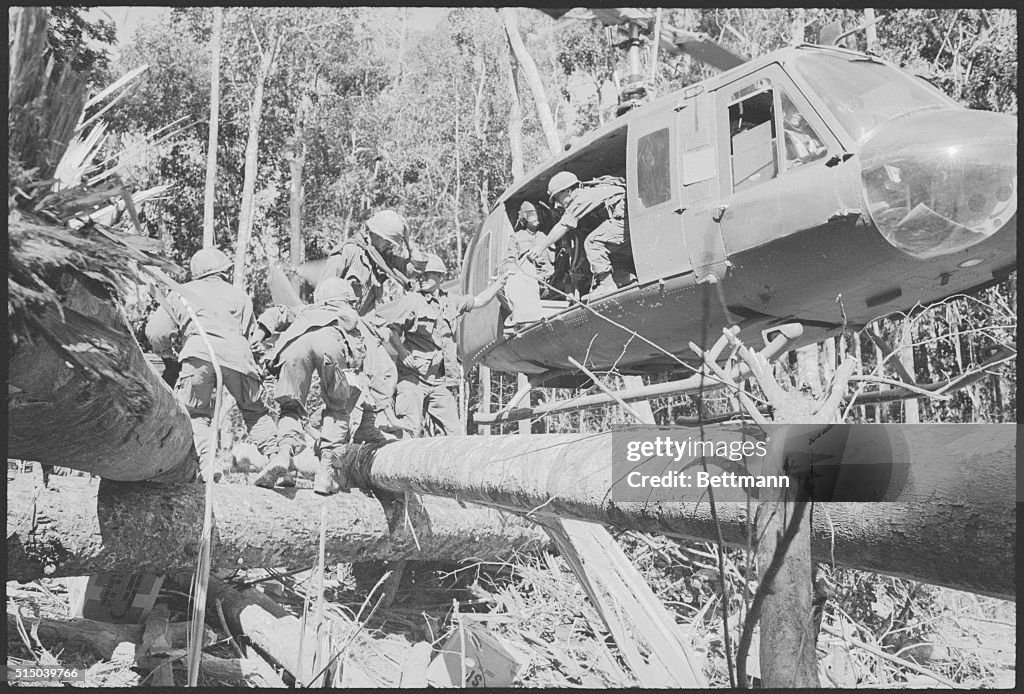 Helicopter Picking Up Wounded American Soldiers in South Vietnam