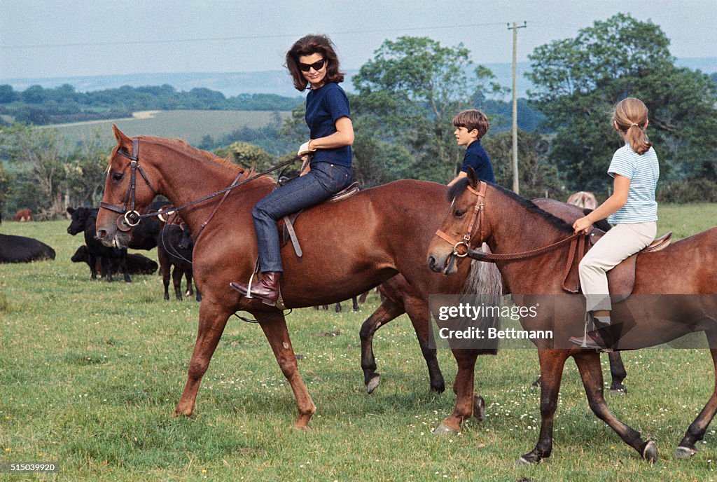 Jackie Kennedy with Her Children Riding Horses