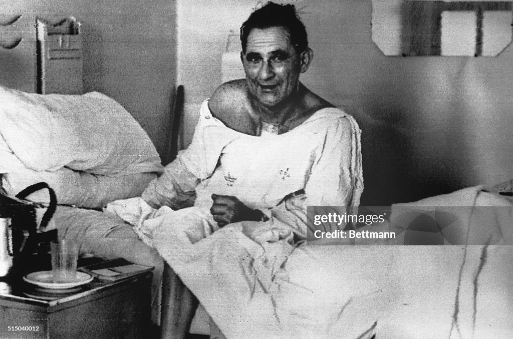 Heart Transplant Patient Louis Washkansky Sitting up in Bed