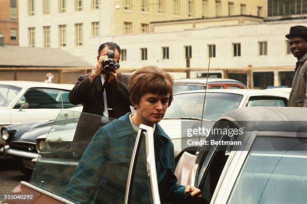 Marina Oswald Porter, widow of President Kennedy's alleged assassin, outside the Federal Building, January 31st, after giving three depositions to a...