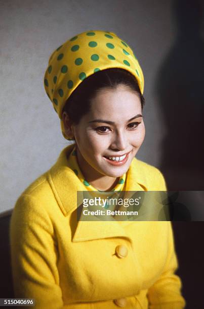 Sukarno, Mrs. Achmad. Wife of former Indonesian Pres. Closeups, Ratna Sari Dewi, prior to leaving Keio University Hospital with her noew born baby...