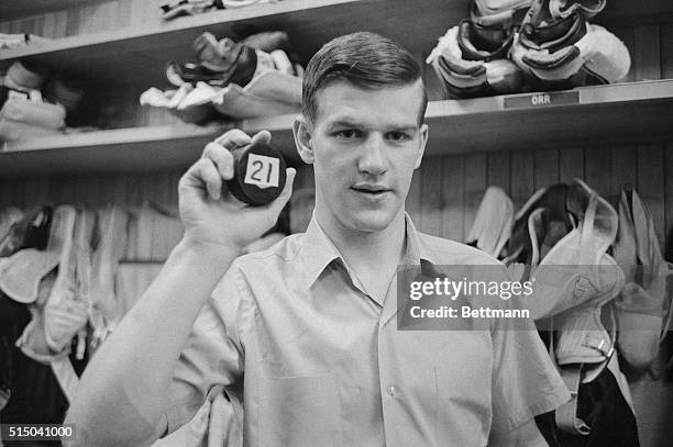 Bruins' Bobby Orr, celebrating his 21st birthday 3/20, scored his 21st goal with one second left in the game to become the highest-scoring defenseman...