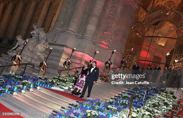 King Willem-Alexander of the Netherlands and Queen Maxima of the Netherlands arrive to the reception they're giving in honor of the President of...