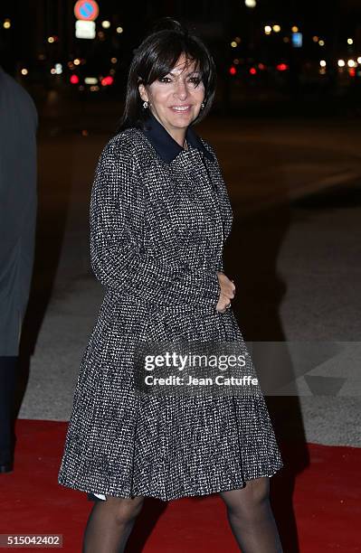 Mayor of Paris Anne Hidalgo arrives to a reception given by King and Queen of the Netherlands at 'Le Petit Palais' on March 11, 2016 in Paris,...