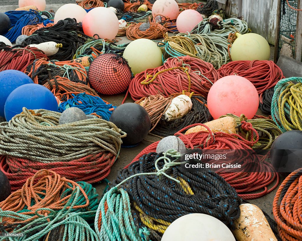 Fishing buoys and ropes