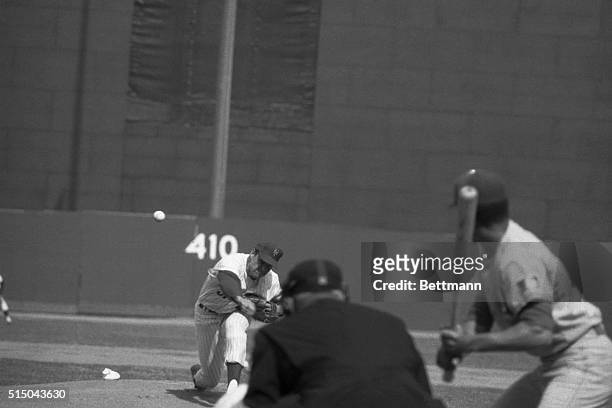 Maury Wills, leading off for the brand new Montreal Expos in their first game, sets for a pitch from New York Mets' ace Tom Seaver. Catching for the...