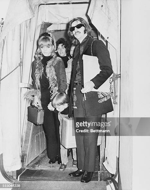 Ringo Starr, his wife Maureen and son Zak board the Q.E. 2 for trip to New York to shoot location sequences for the film The Magic Christian, in...