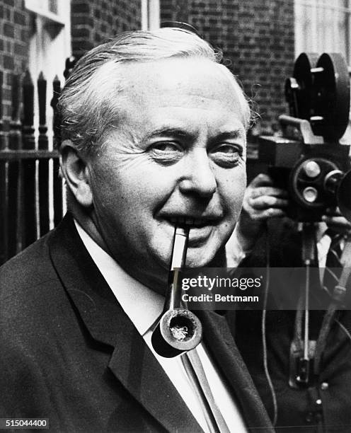 London: Harold Wilson. Prime Minister of Britain Harold Wilson waves as he leaves 10 Downing Street en route to the House of Commons on May 14....