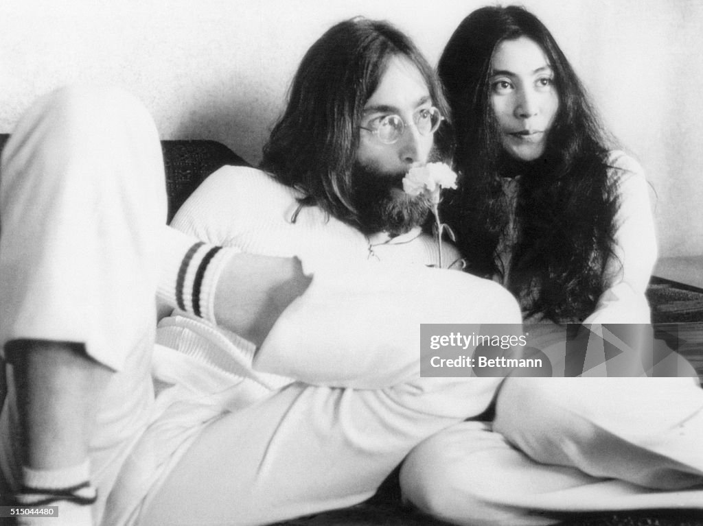 John Lennon and Yoko Ono During Press Conference