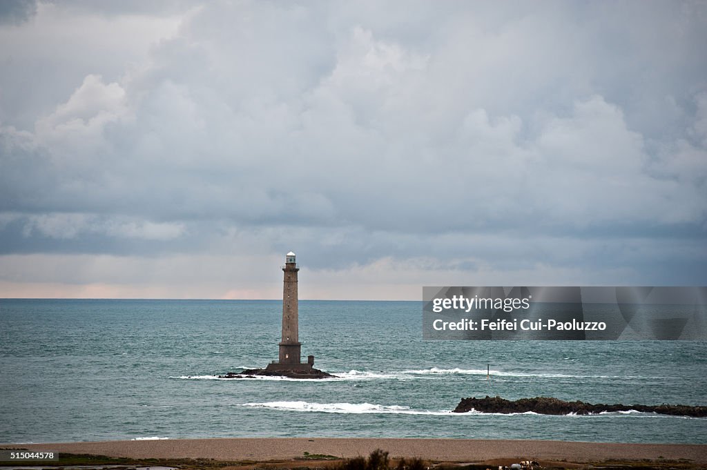 Lighthouse of La Hague in Normandy region in France