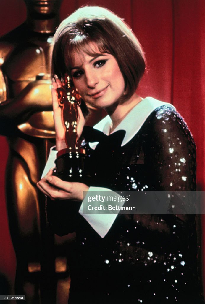 Barbara Streisand Hugging Oscar