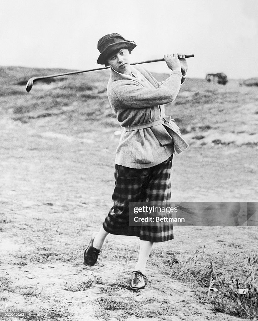 Golfer Joyce Wethered Swinging Golf Club