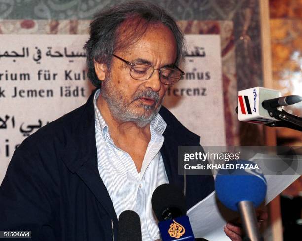 Prominent Syrian poet Ali Ahmad Said, known as Adonis, reads a poem 10 September 2000 at the Arab-German poetry conference in Sanaa. The five-day...