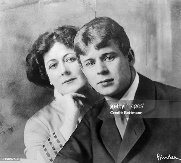 Portrait of Isadora Duncan, noted dancer and choreographer, with her young husband, Serge Yessenin, a Russian poet.