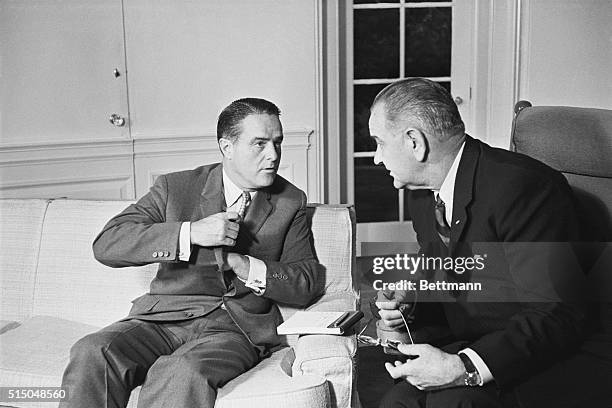 Washington: Peace Corps Director Sargent Shriver , shown as he met with President Johnson at the White House today, said afterwards he plans to leave...