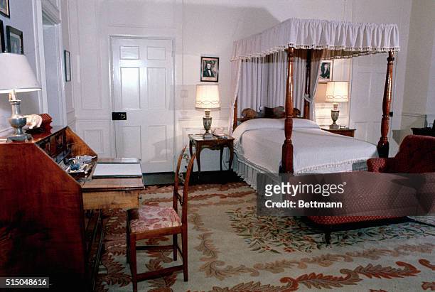 Photo shows an alternate view of the guest bedroom in the interior of the Blair House.
