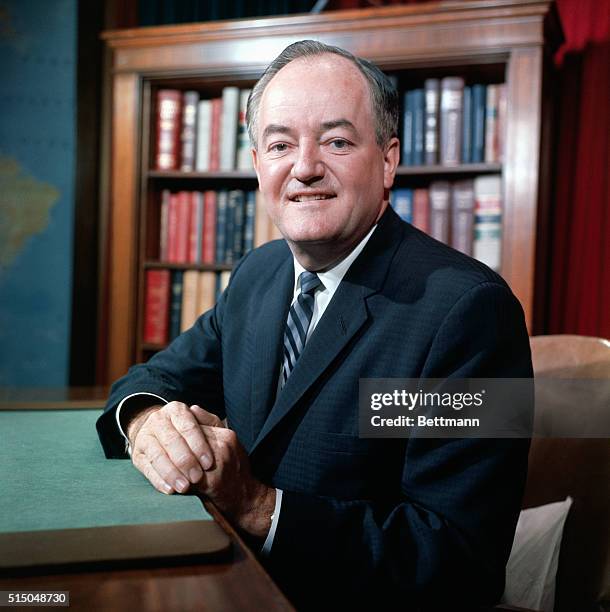 Washington, D.C.: Sen. Hubert Humphrey is photographed in the Capitol.