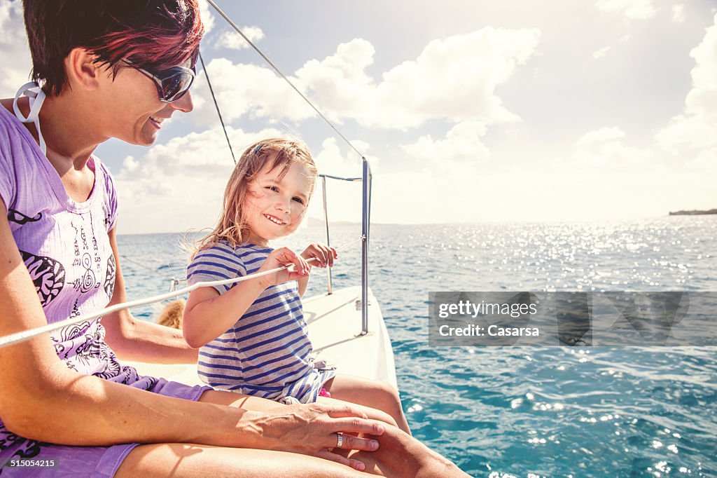 Girl enjoying a trip on catamaran