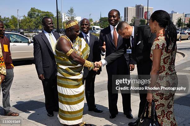 Ghanaian politician Samia Nkrumah meets with staff during a visit to Malcolm X College, Chicago, Illinois, September 4, 2009.