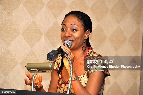 Ghanaian politician Samia Nkrumah delivers a speech during a visit to Malcolm X College, Chicago, Illinois, September 4, 2009.