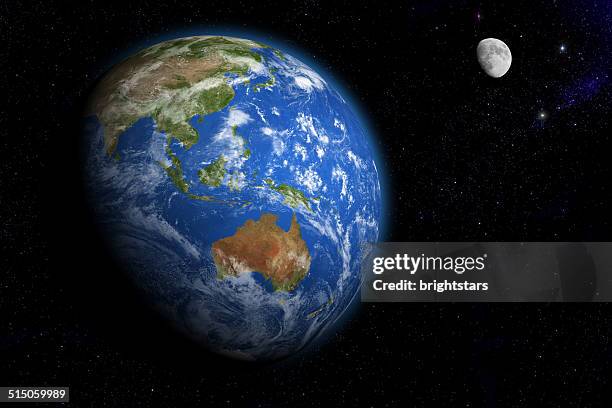 earth and moon - australia from space stock-fotos und bilder