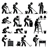 Cleaner Cleaning and Washing House Pictogram