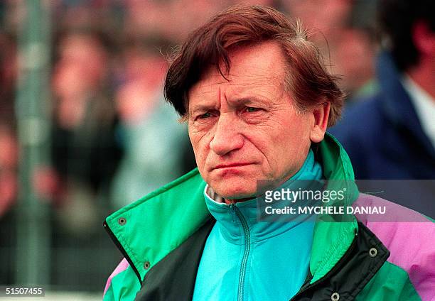 Picture dated 22 April 1992 shows former Marseille coach Raymond Goethals during a match in Caen, northwestern France. Goethals said 07 April 2001...