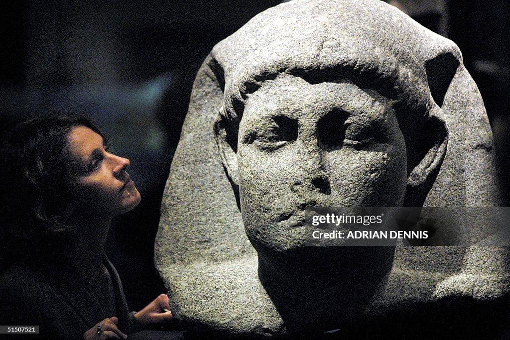 Sally-Ann Ashton admires one of the statues of Cle