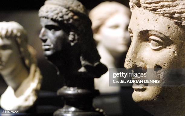 Marble portraits of Cleopatra at the new exhibition at The British Museum in London 10 April 2001. The exhibition "Cleopatra of Egypt: From History...