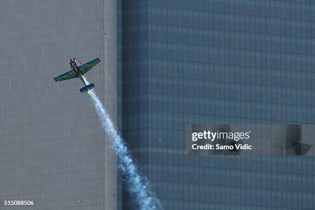 Petr Kopfstein of Czech Republic competes during the Red Bull Air Race on March 12, 2016 in Abu Dhabi, United Arab Emirates.