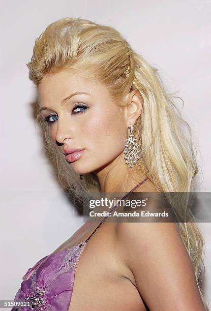 Model Paris Hilton arrives at the launch of Marciano hosted by Vanity Fair on October 19, 2004 at Dolce in Hollywood, California. The evening was a...