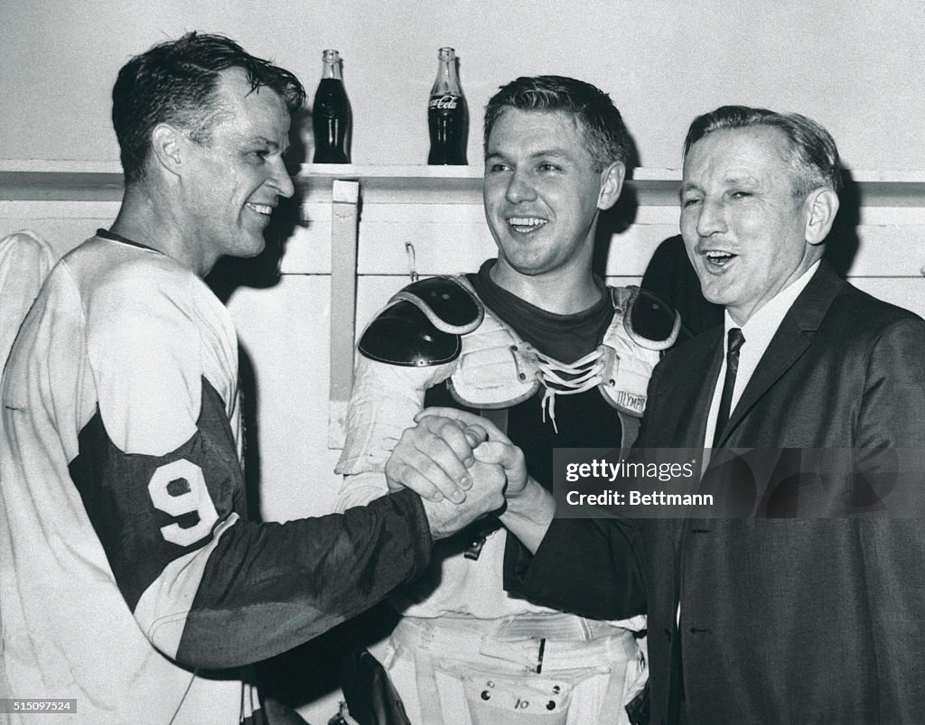 Gordon Howe With Coach and Teammate