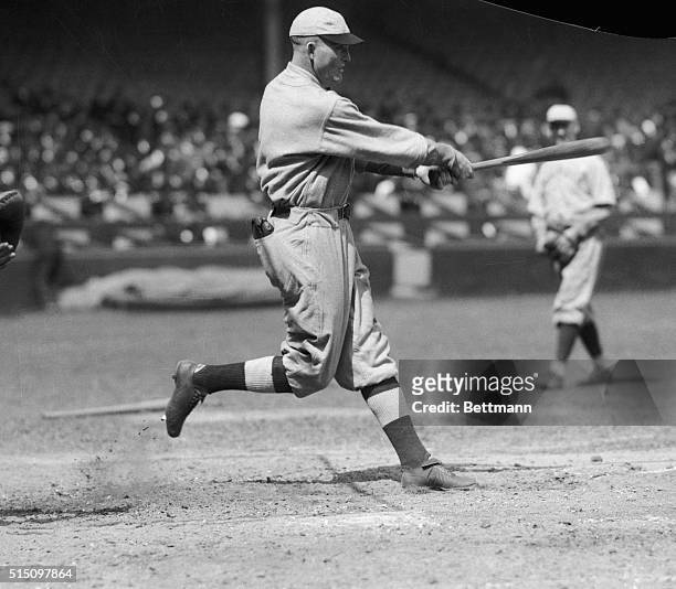 Photo of Rogers Hornsby at the Polo Grounds, star second baseman of the St. Louis Cardinals and batting king of the National League. Hornsby led the...