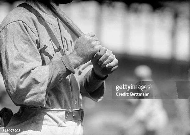 Photo of Rogers Hornsby at the Polo Grounds, star second baseman of the St. Louis Cardinals and batting king of the National League. Hornsby led the...