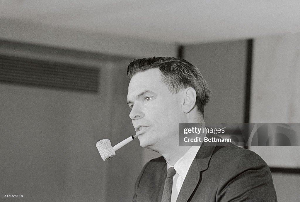 George Lincoln Rockwell, American Nazi Party leader smokes a corn cob ...
