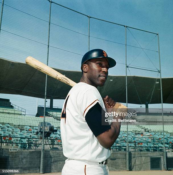 This is a close up of Willie McCovey, a San Francisco Giants' infielder, during Spring Training.