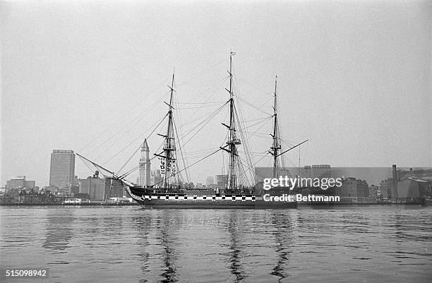 The 169 year old USS Constitution, also known as Old Ironsides, a flagship of the Commandant, First Naval District, makes its annual turn-around...