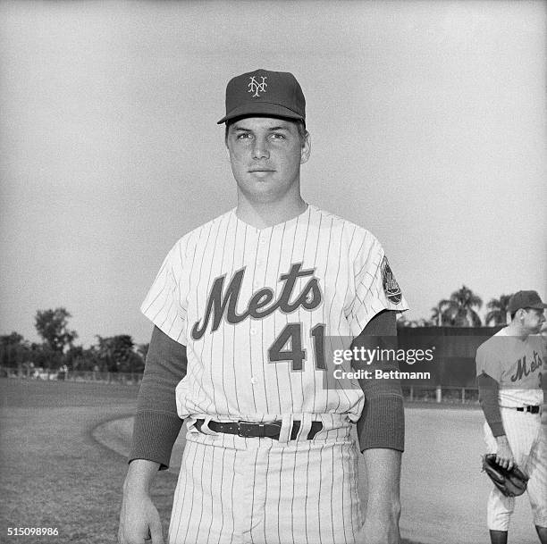 Tom Seaver, pitcher for the New York Mets, is shown in this photograph.