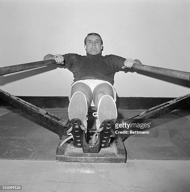 With spring training getting closer, New York Mets pitcher Tug McGraw works out to get in shape for the upcoming season. McGraw is shown exercising...