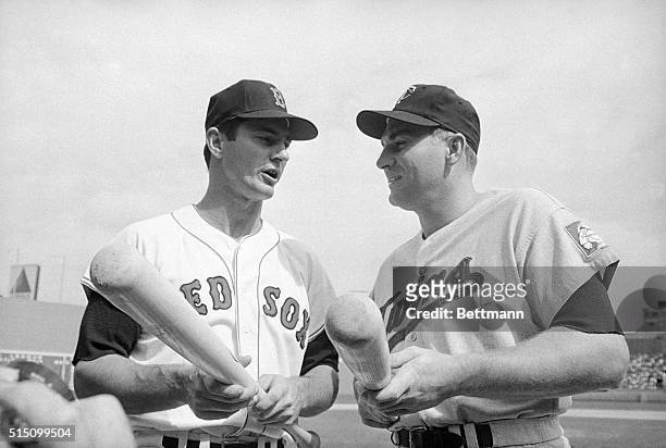 Boston: Carl Yastrzemski , of the Red Sox, and Harmon Killebrew of the Minnesota Twins chat about each of their teams chances in the tight American...