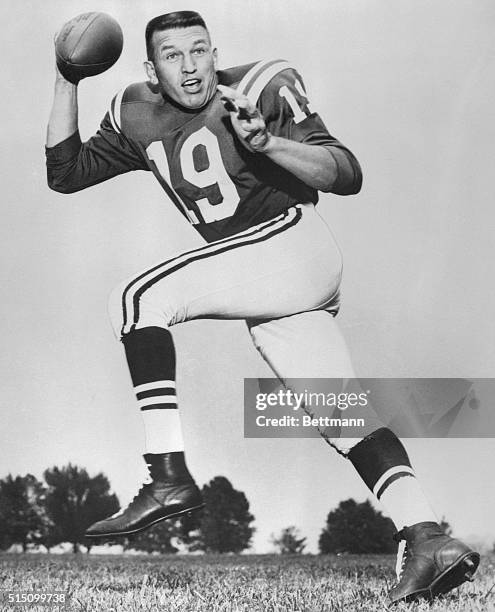 Johnny Unitas, quarterback for the Baltimore Colts who was named greatest all-time National Football League quarterback in 1969.