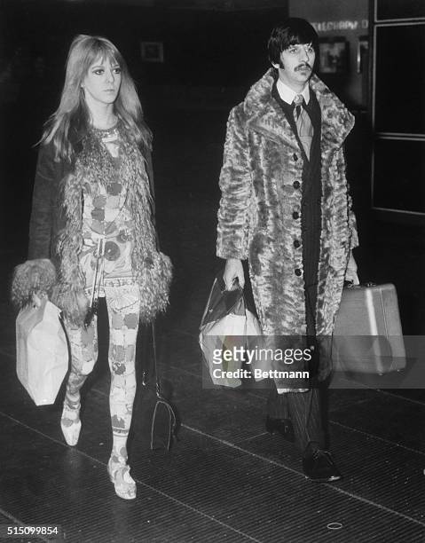 Ringo's colorful departure...Beatle drummer Ringo Starr and his wife, Maureen Starkey, make a colorful departure from Rome Airport. Ringo just...