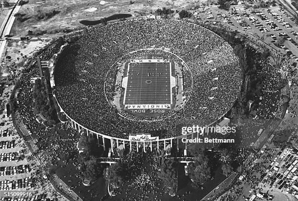 Record Rose Bowl crowd of 102,946 saw the University of Southern California win over Indiana University 14-3 in the 54th Rose Bowl football game on...