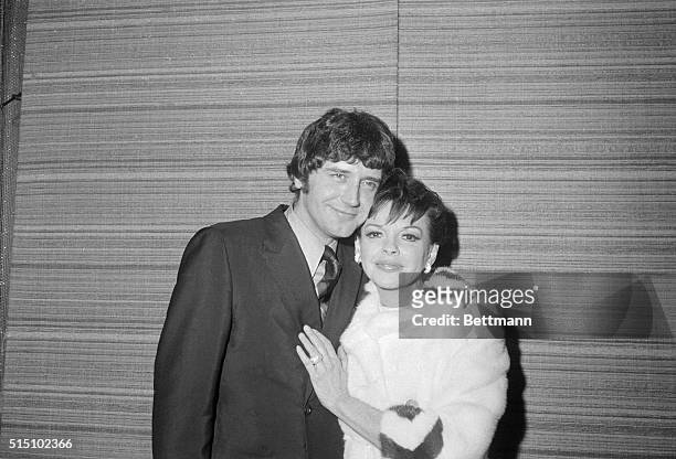 Judy Garland and Mickey Deans, a musician and manager of a discotheque, share a moment together while in New York for a television appearance...