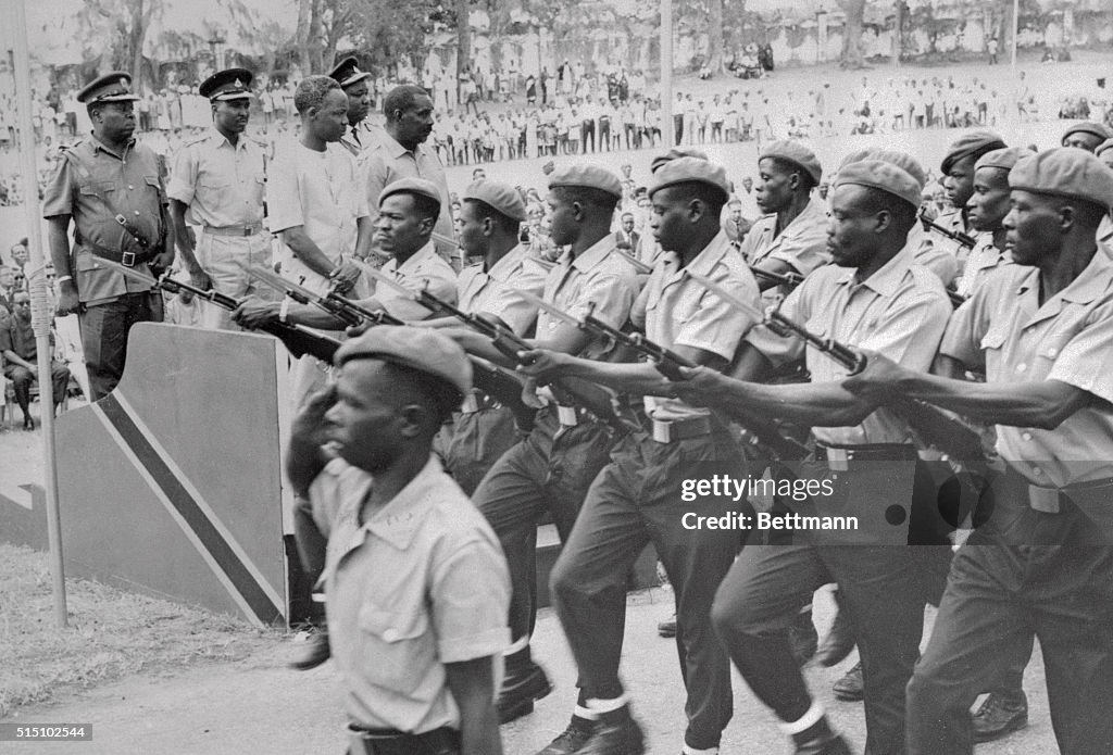 Soldiers Being Observed by Tanzanian Leaders