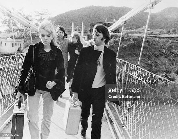 Beatles in India...Beatles Paul McCartney, his girlfriend Jane Asher, Ringo Starr and his wife arrived here 2/20 to join the other two Beatles at...