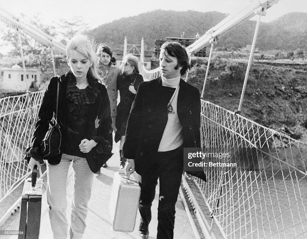 Maureen Starkey, Ringo Starr, Jane Asher, and Paul McCartney Arriving in India