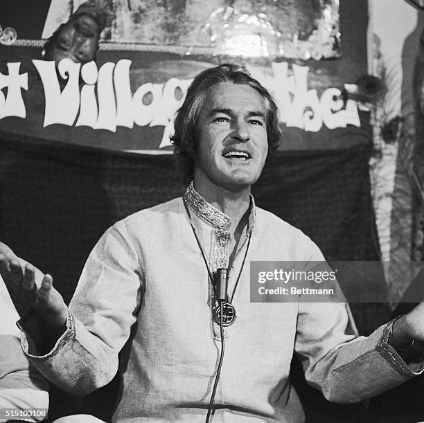 American psychologist Dr Timothy Leary announces at a press conference that his group will join forces with the Black Power Organization.